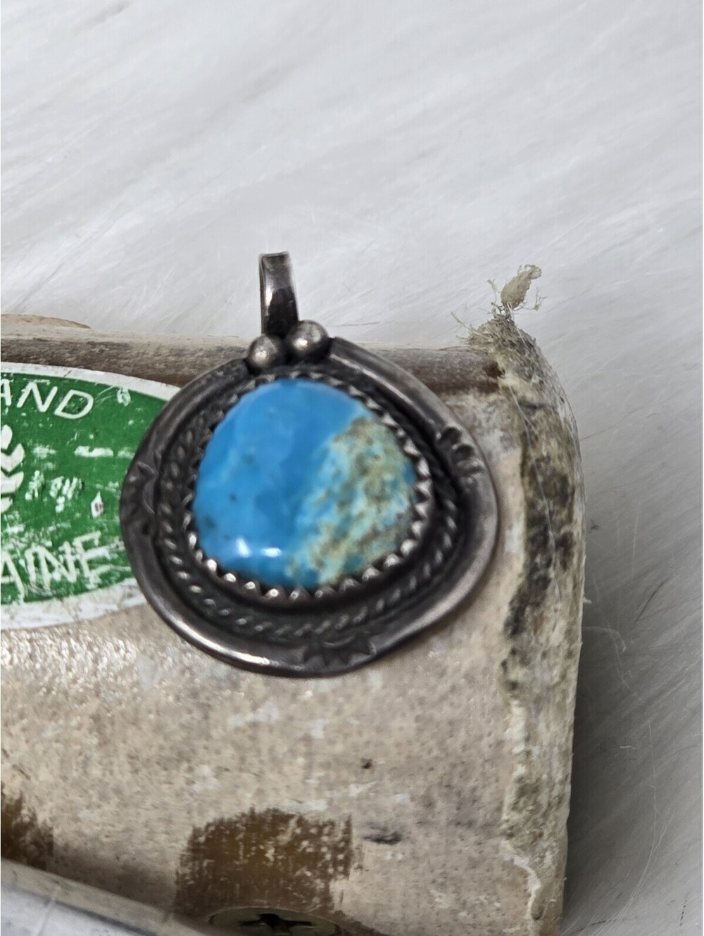 Southwestern Sterling Silver Turquoise Concho Pendant - Picture 6 of 8